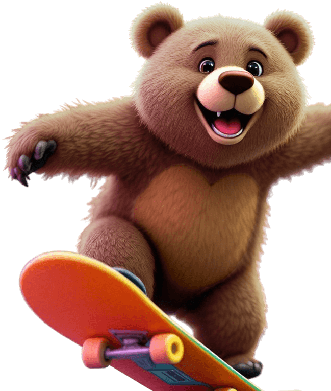 Bear skateboarding